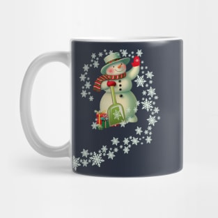 Christmas Vintage Snowman & Snowflakes Mug